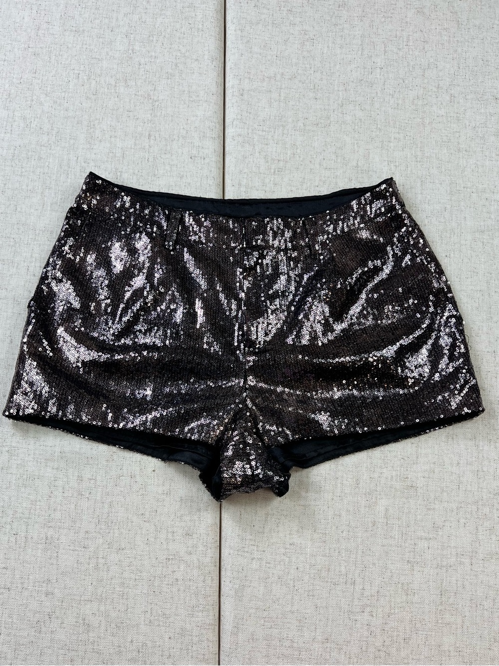 Black Silver Sequin Hot Pants Party Shorts Fully Lined Sparkle Going Out